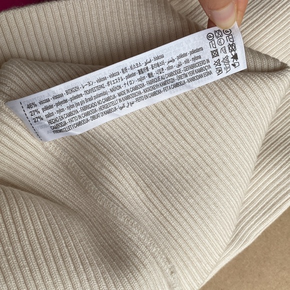 Zara ribbed KNIT stretch pencil midi skirt in Ecru cream neutral size S  NWT - Picture 15 of 15